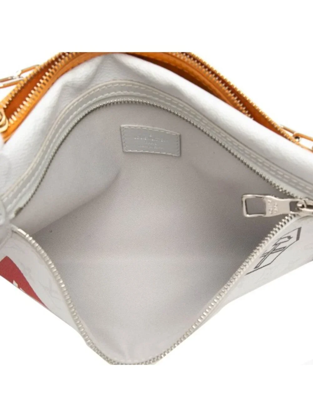Louis Vuitton Monogram Flat Messenger Chain Shoulder Bag Crossbody Light Gray